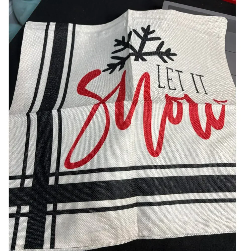 Set of 2 Christmas Pillow Covers 18” Let It Snow Merry & Bright NWT